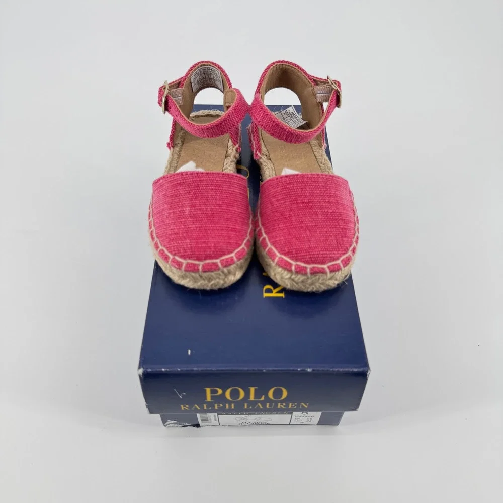 Polo Ralph Lauren Holbrook Fuchsia Pink Espadrille Sandal Toddler Sz 5 RF104214T